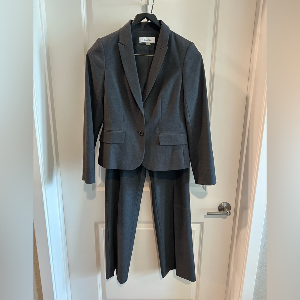 Calvin Klein Charcoal Women's Blazer and Trousers Suit Set